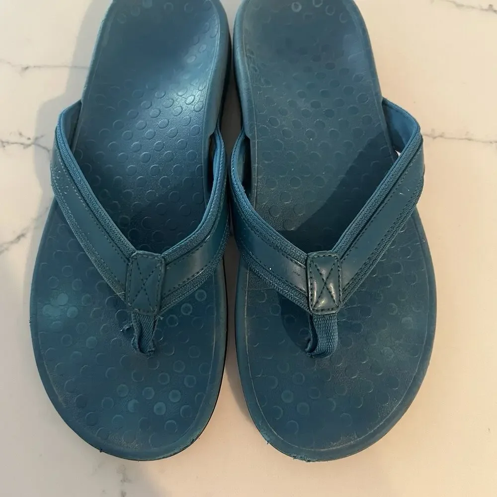 Vionic Tide II Toe Post Sandal Flip Flops Womens Size 10 Teal Orthoheel Thong